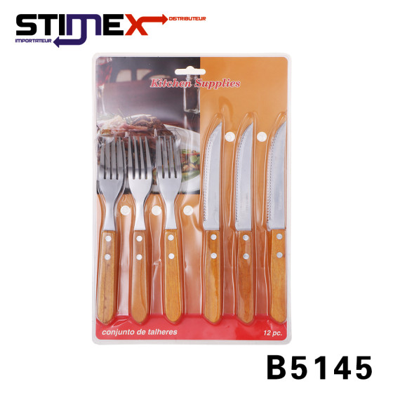 SET 12 COUVERT BOIS METAL 21CM