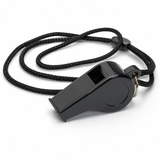 SIFFLET NOIR AVEC CORDON 
